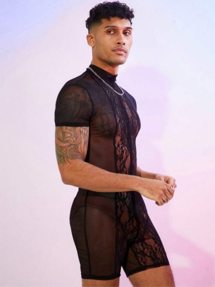 Noir Lace Illusion Romper